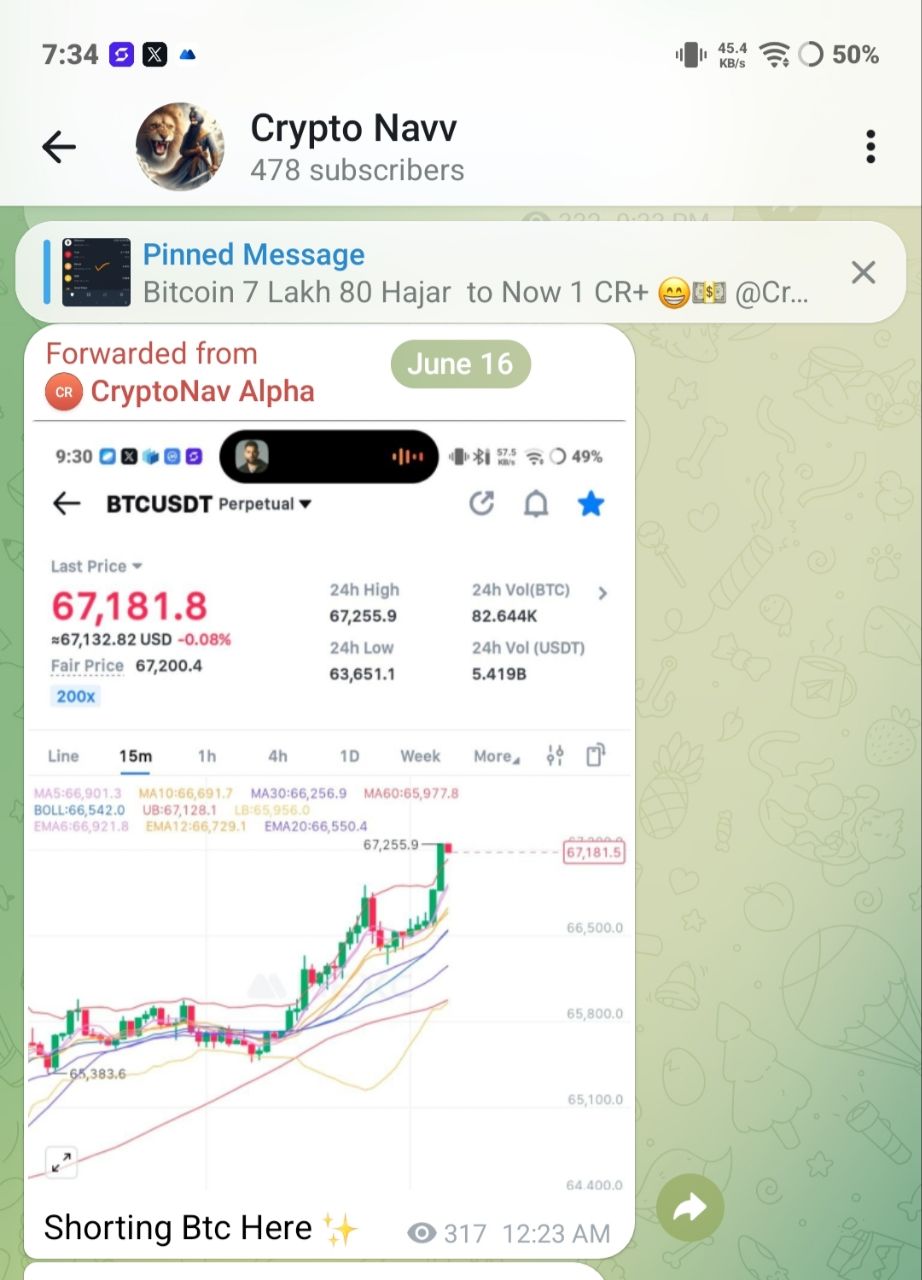 Before screenshot — BTC Short trade