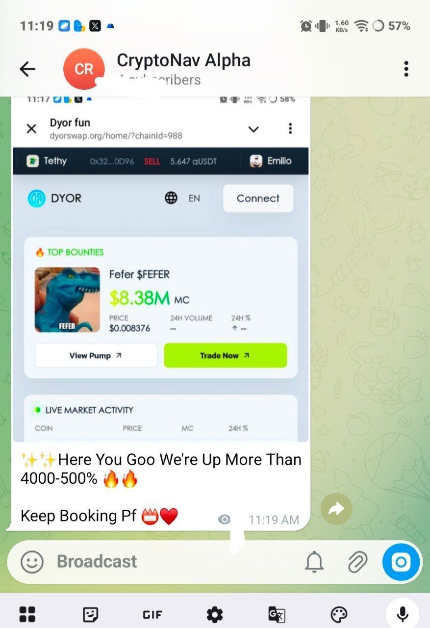 After screenshot — $FEFER Call trade